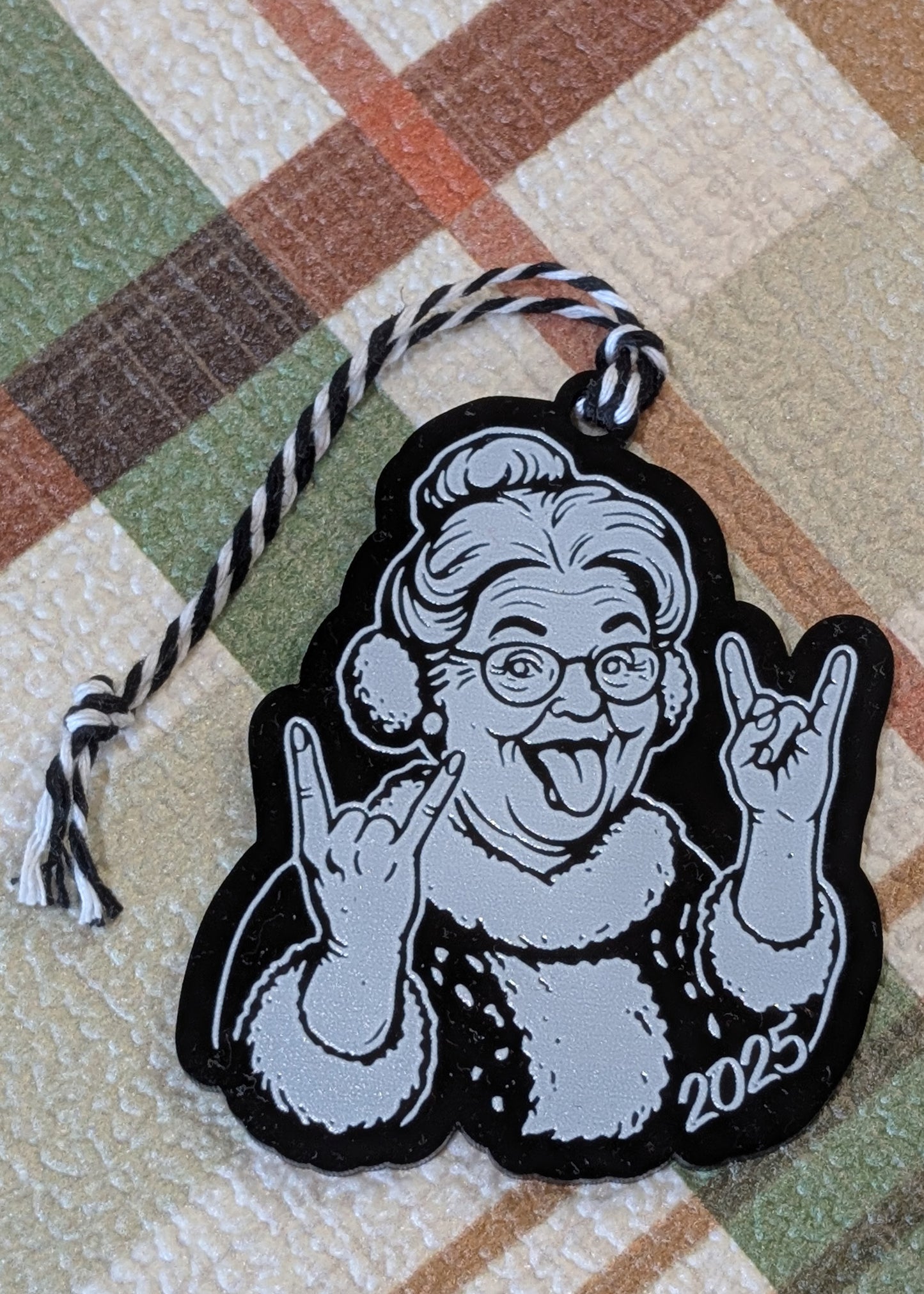 Rocker Santa™ Mrs Claus Ornament • “Hail Santa Rocker” • P5 Creative Holiday Gift