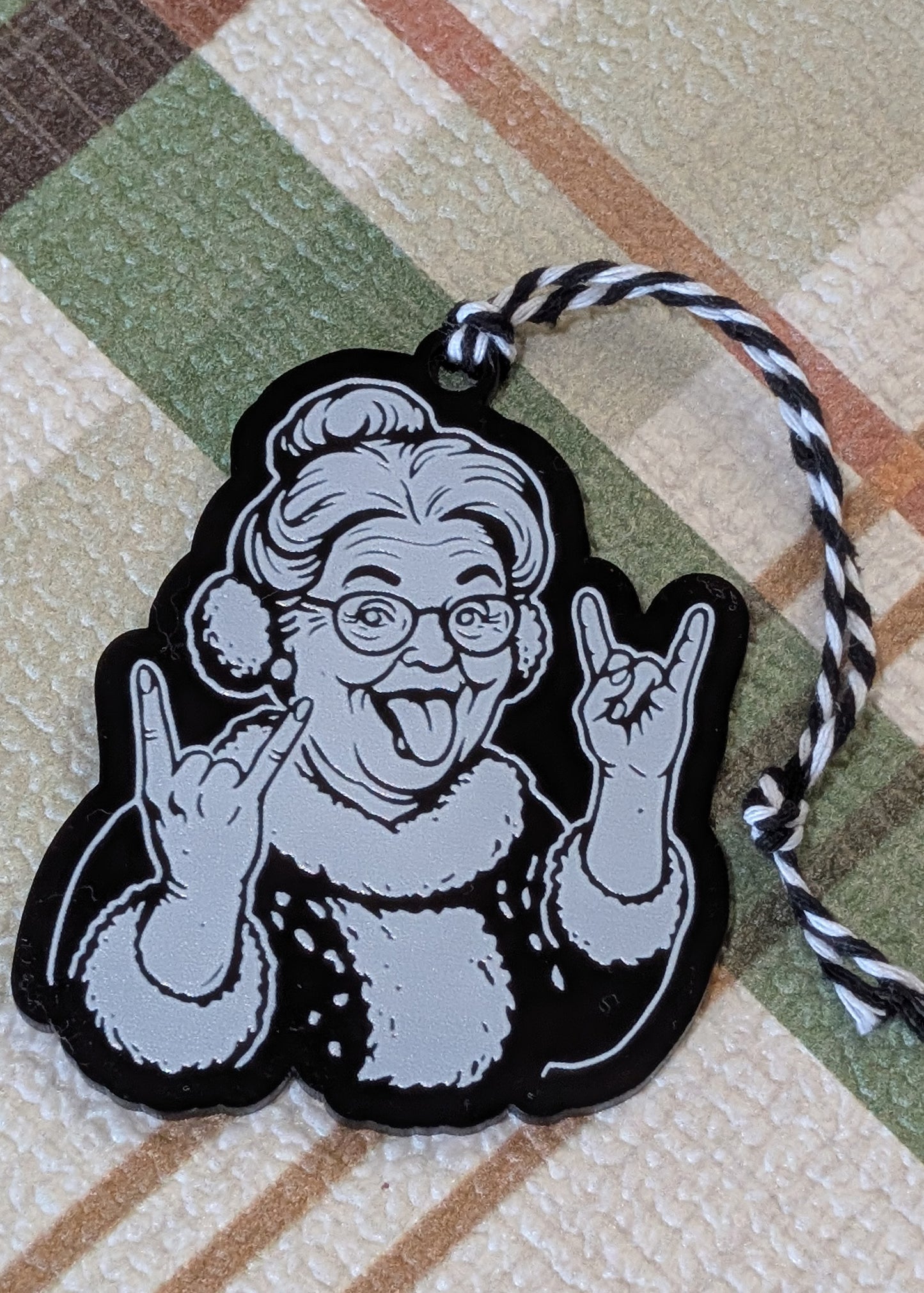 Rocker Santa™  Mrs Claus Ornament • “Hail Santa Rocker” • P5 Creative Holiday Gift