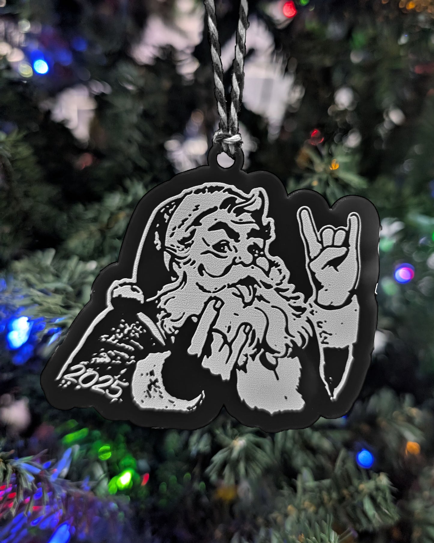 Rocker Santa™  Ornament • “Hail Santa Rocker” • P5 Creative Holiday Gift