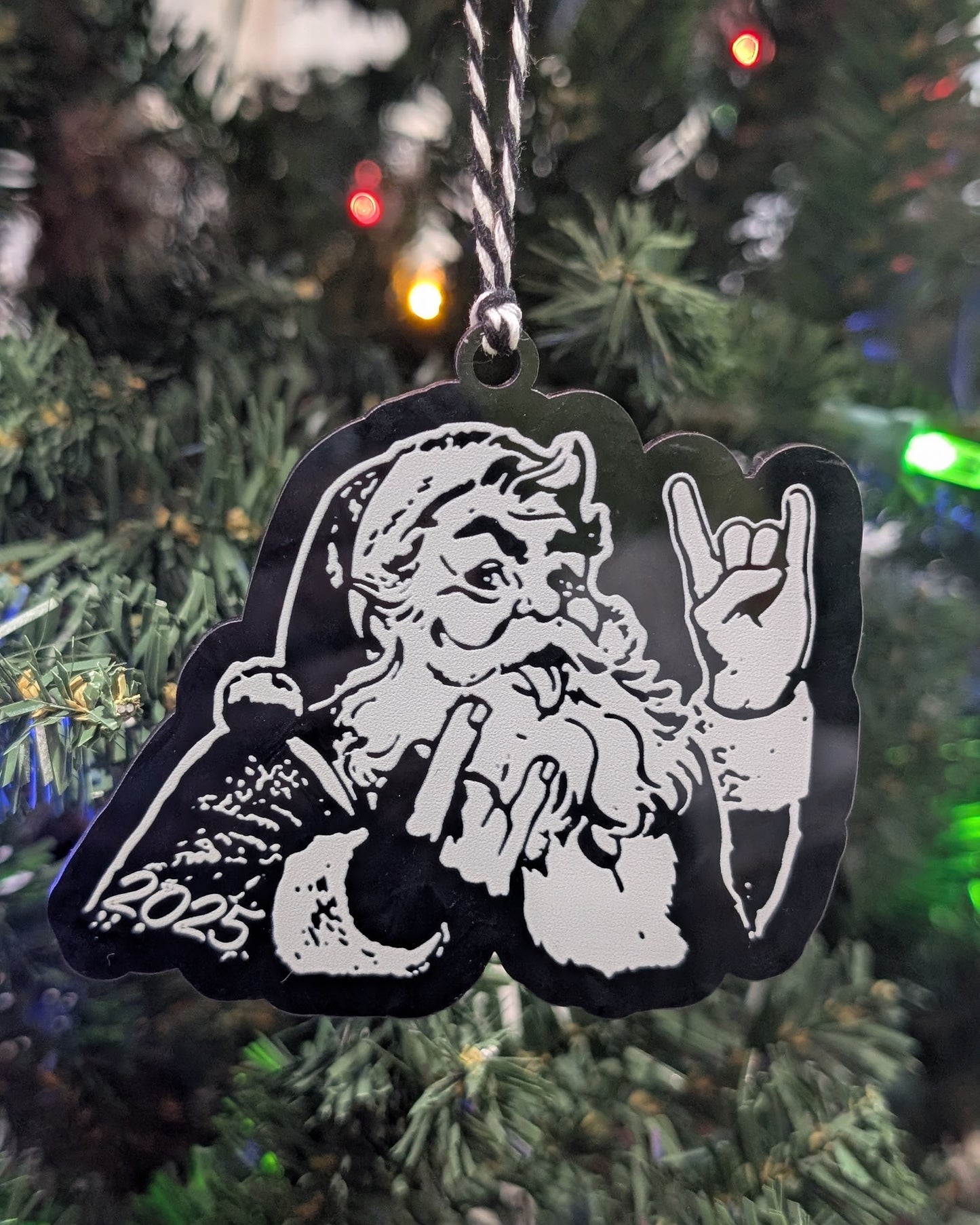 Rocker Santa™  Ornament • “Hail Santa Rocker” • P5 Creative Holiday Gift