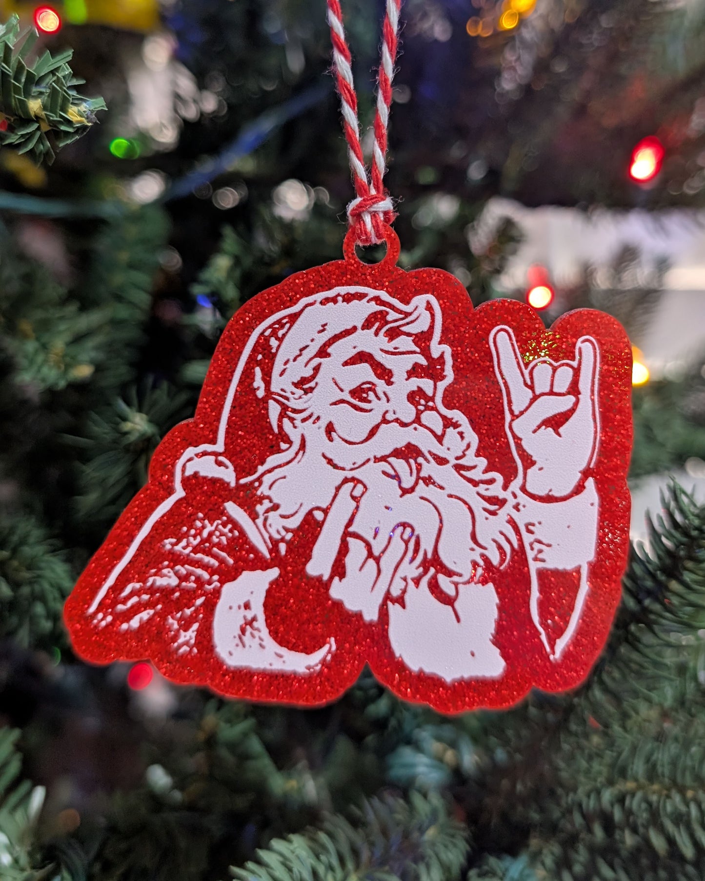 Rocker Santa™  Ornament • “Hail Santa Rocker” • P5 Creative Holiday Gift