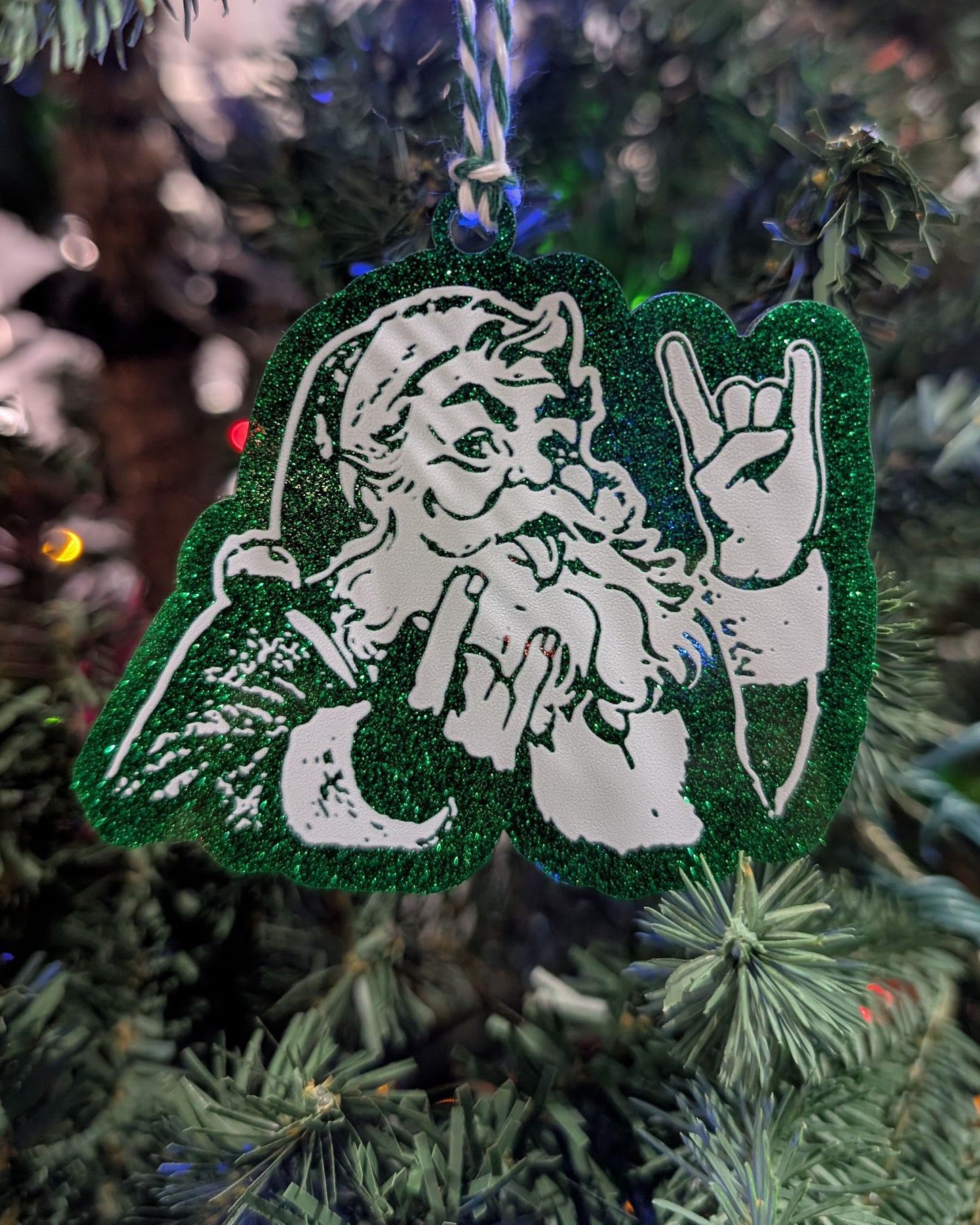 Rocker Santa™  Ornament • “Hail Santa Rocker” • P5 Creative Holiday Gift