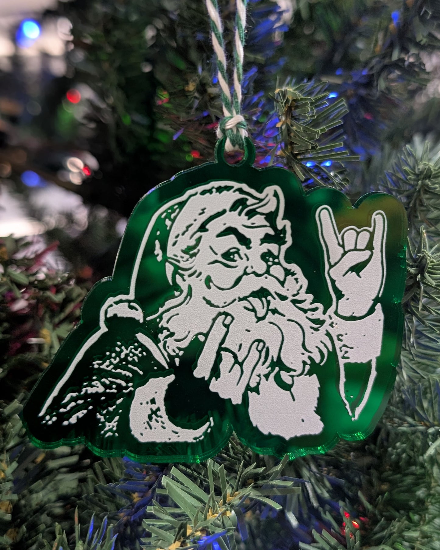 Rocker Santa™  Ornament • “Hail Santa Rocker” • P5 Creative Holiday Gift