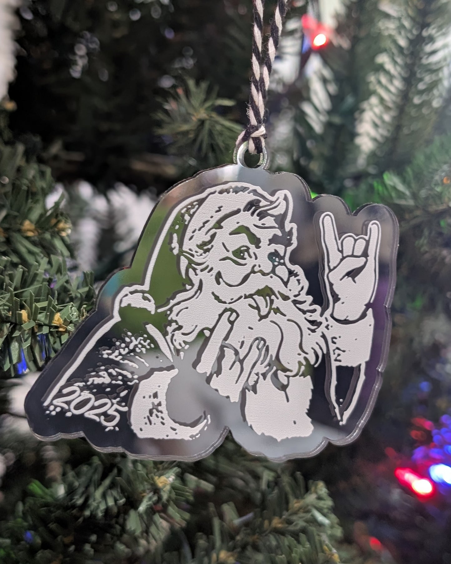 Rocker Santa™  Ornament • “Hail Santa Rocker” • P5 Creative Holiday Gift