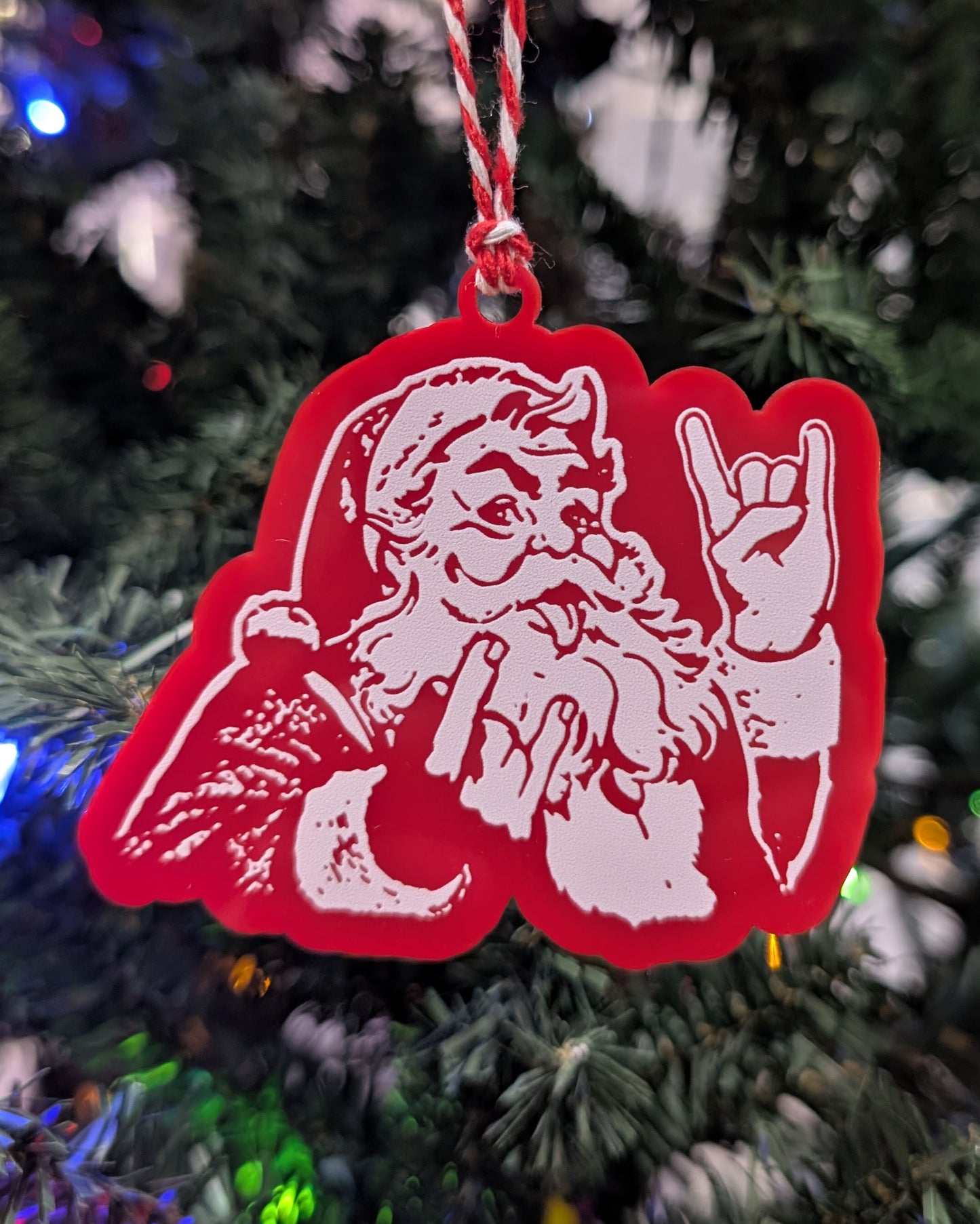 Rocker Santa™  Ornament • “Hail Santa Rocker” • P5 Creative Holiday Gift